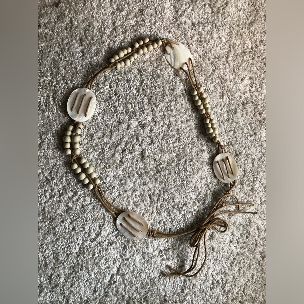 Vintage boho Shell and Beaded string belt 54” length bohemian - Picture 7 of 8
